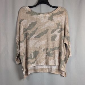 POL Camouflage Patterned Crew Neck Sweater Oversized Large Baggy Bohemian‎
